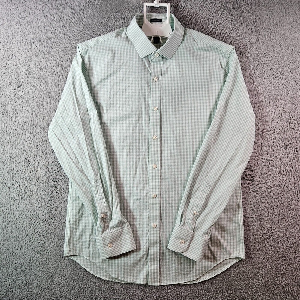 J Crew Thompson Dress Shirt Men Large 16 - 16.5 Button Long Sleeve Green White